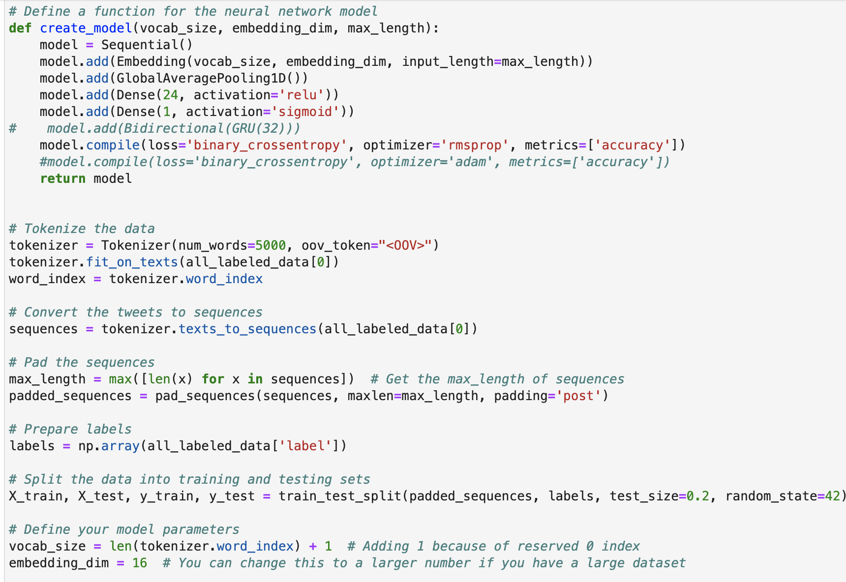 Training code